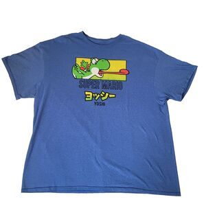 Super Mario Yoshi T Shirt Mens XXL Blue Nintendo Graphic Tee 2023